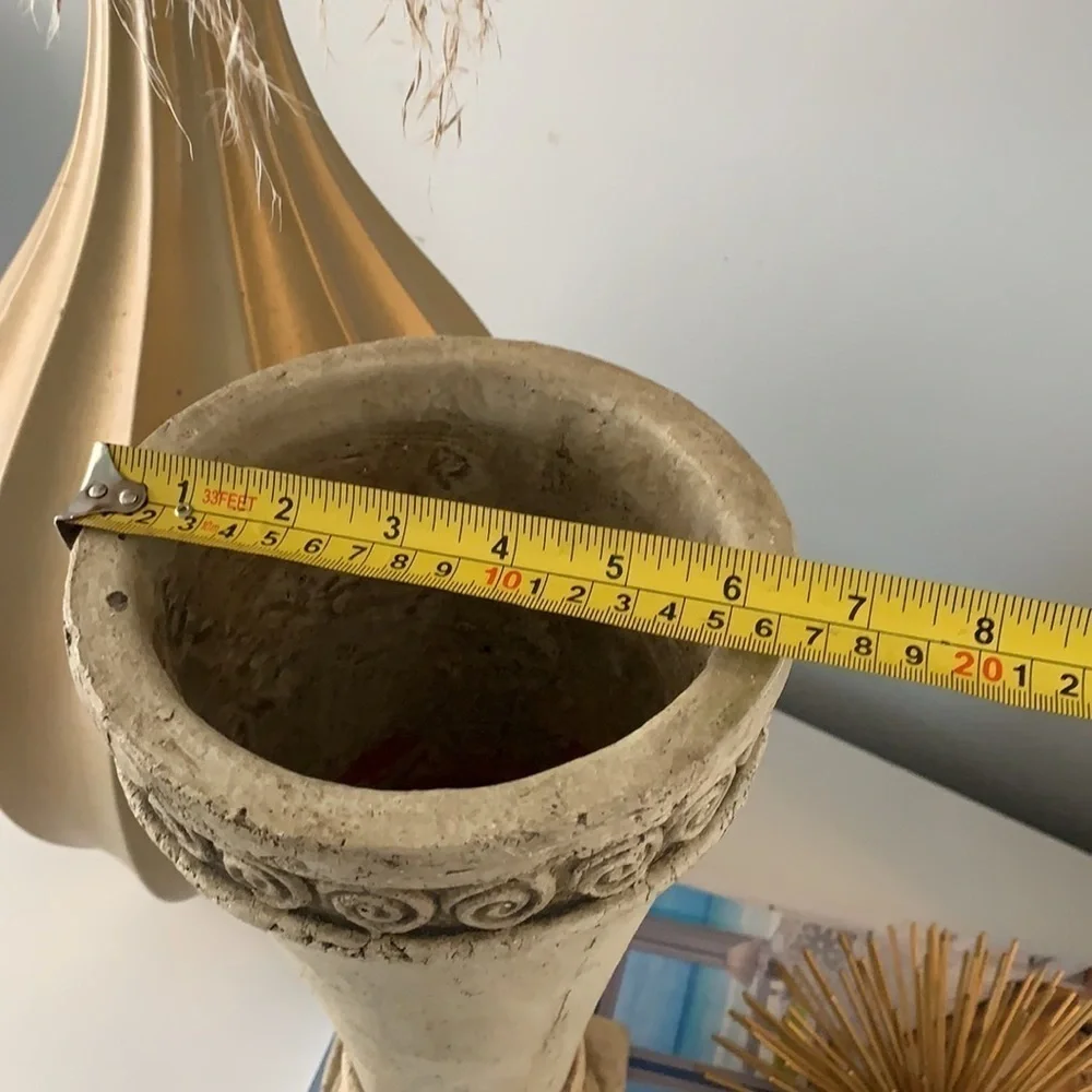 BEAUTIFUL Ornate SCROLLED‎ Cement VASE stone